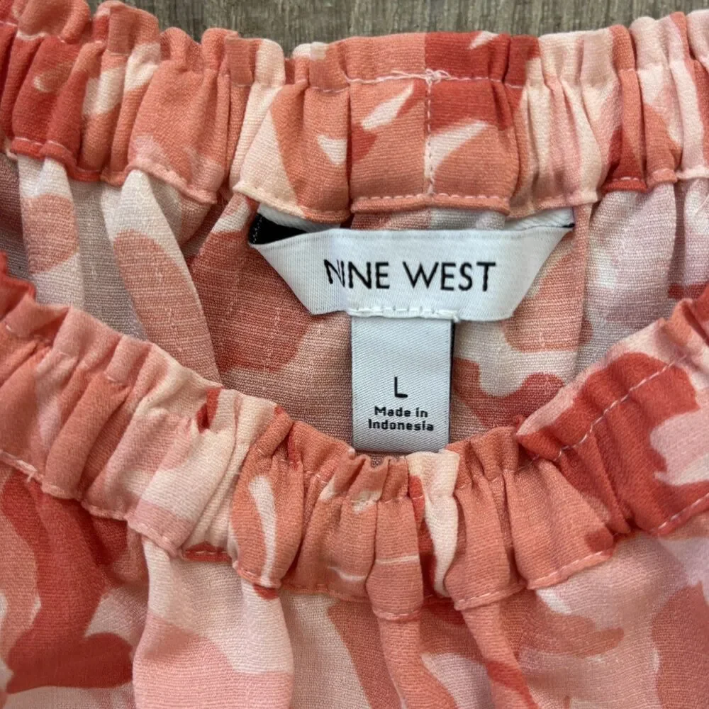 NINE WEST Womens Halter Floral Dress Size L Easter Spring Tiered Ruffle Resort - Picture 4 of 16